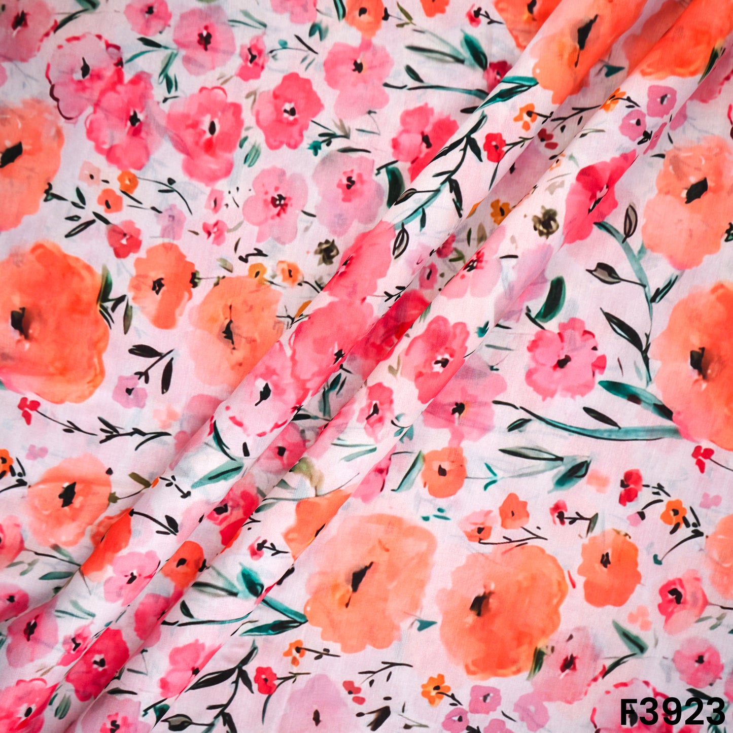 Floral Printed Mul Cotton Fabric- F3923