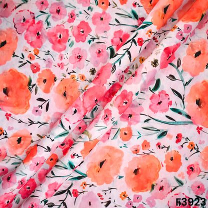 Floral Printed Mul Cotton Fabric- F3923