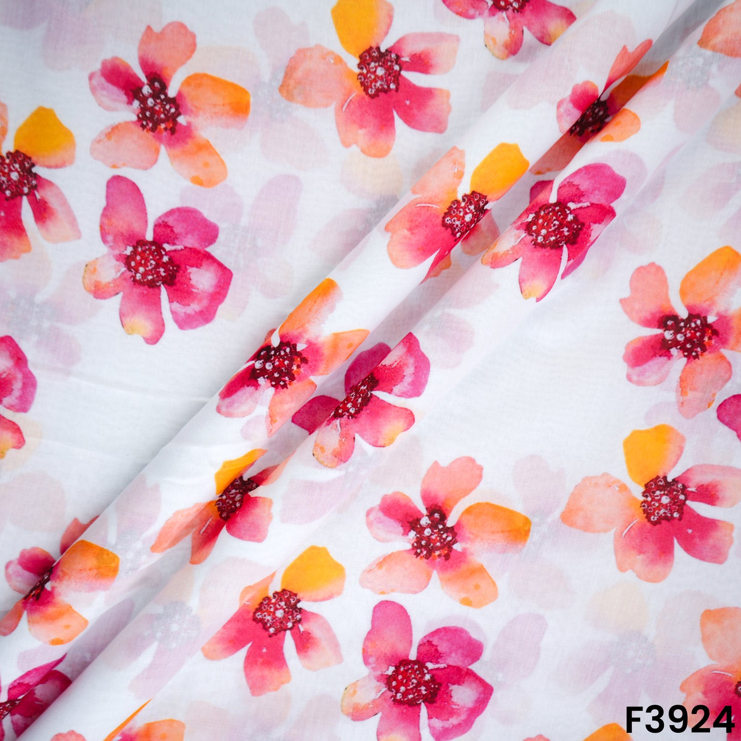 Floral Printed Mul Cotton Fabric- F3924