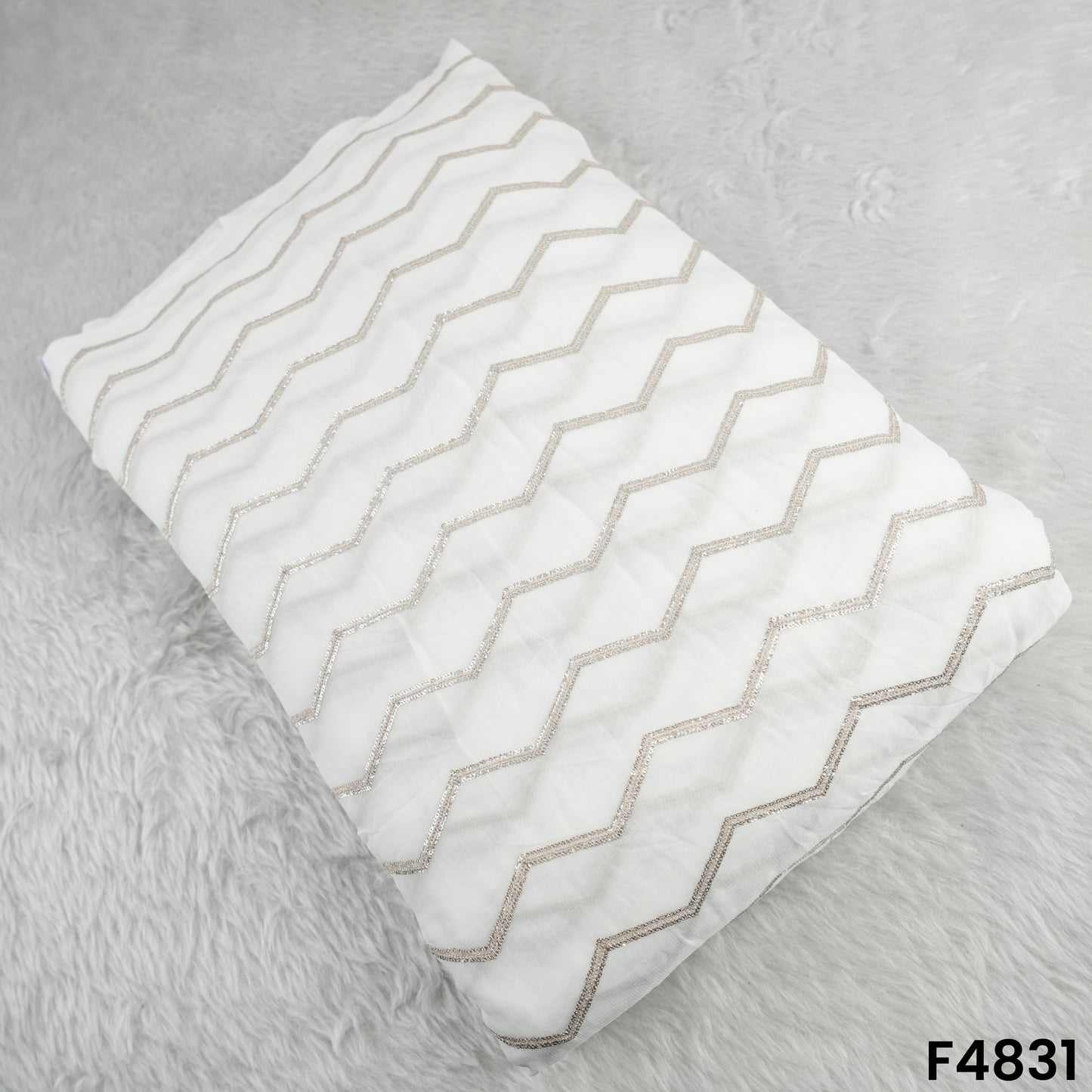 Zari Sequins Work Georgette Fabric- F4831