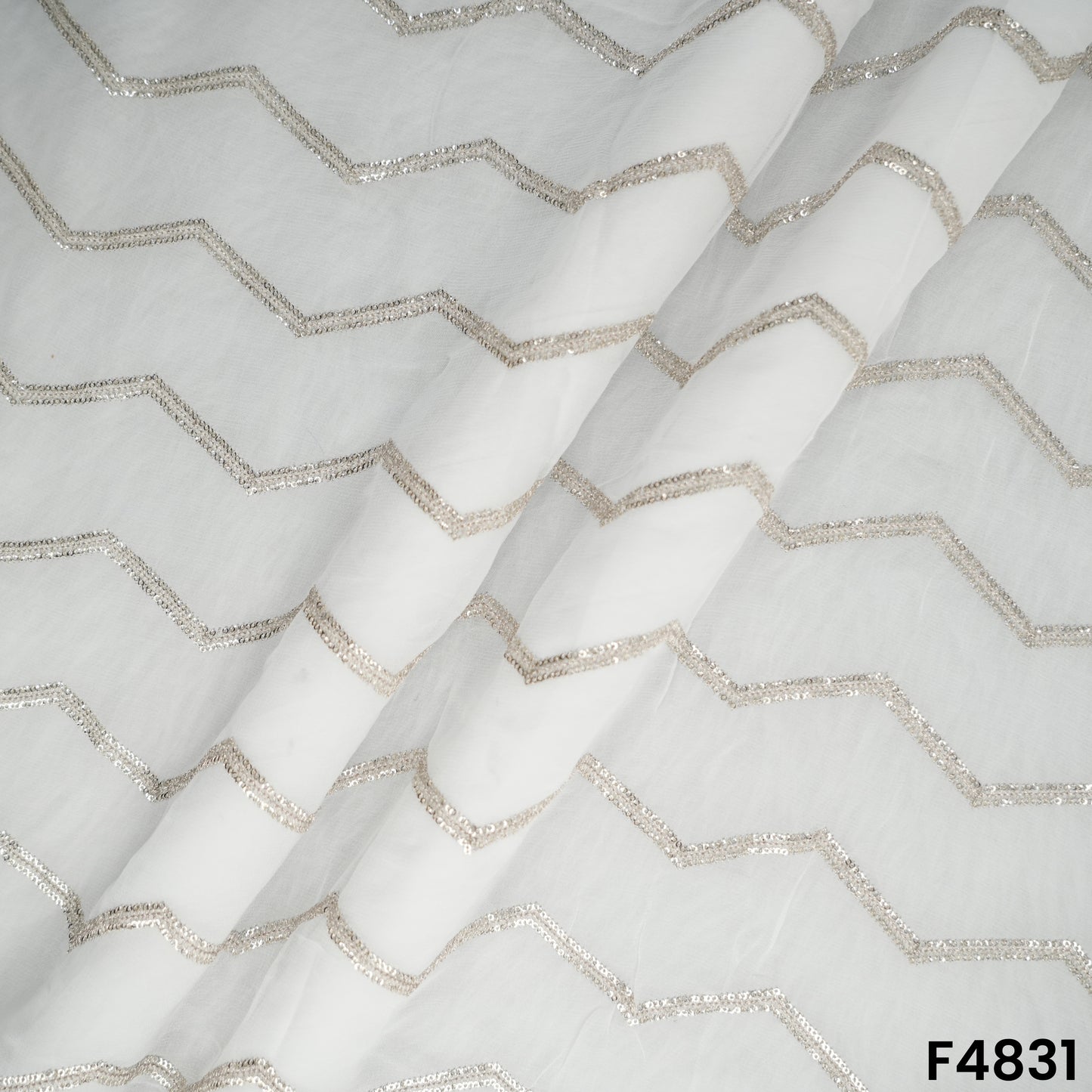 Zari Sequins Work Georgette Fabric- F4831