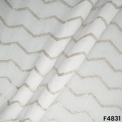 Zari Sequins Work Georgette Fabric- F4831