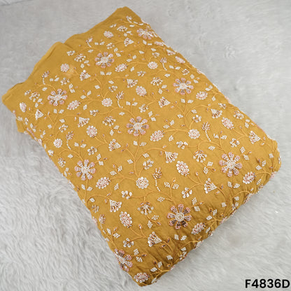 Cutdana Thread Sequins Embroidered Organza Fabric- F4836