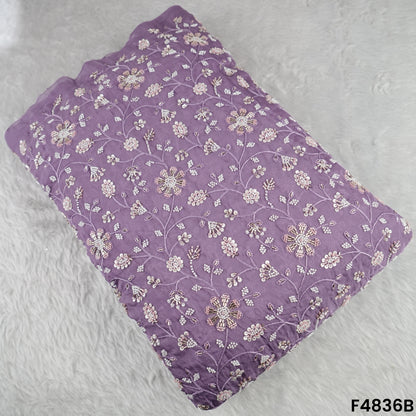 Cutdana Thread Sequins Embroidered Organza Fabric- F4836