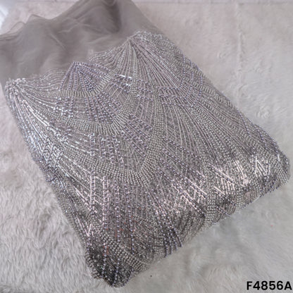 Cutdana Pearl Sequins Embroidered Net Fabric- F4856