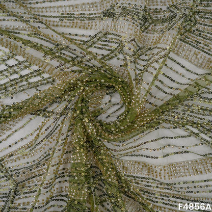 Cutdana Pearl Sequins Embroidered Net Fabric- F4856