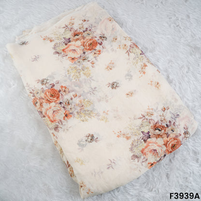 Floral Printed Viscose Organza Fabric- F3939