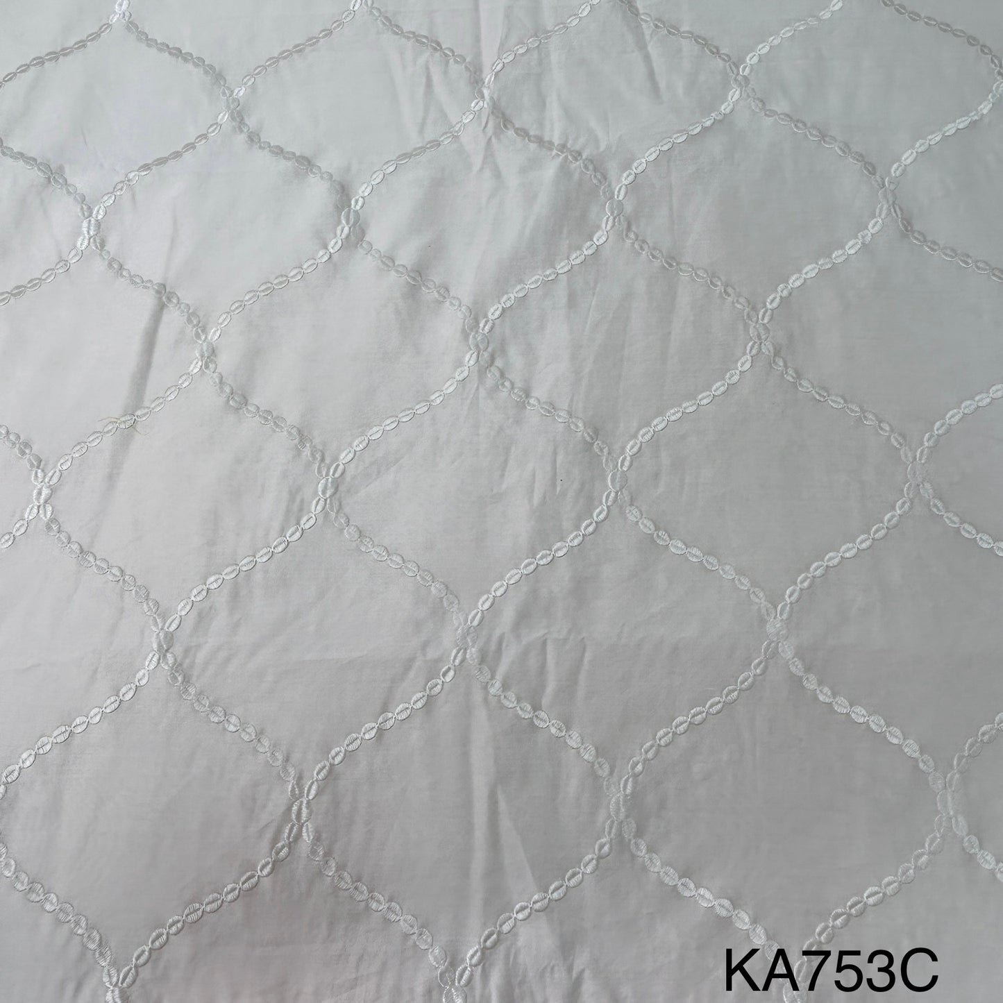 Thread Embroidered Chanderi Silk Fabric KA753
