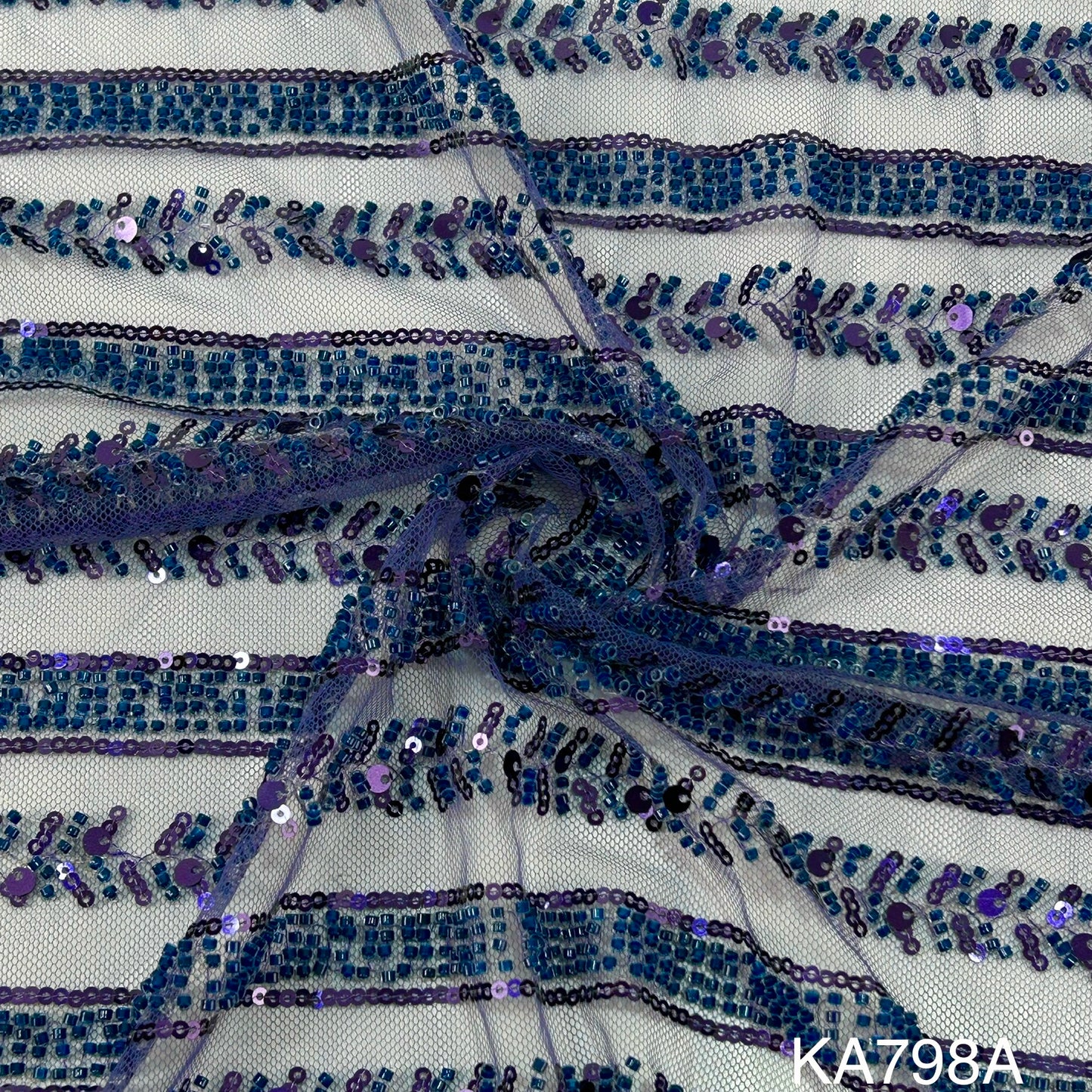 Imported Sequins Cut Dana Net Fabric - KA798