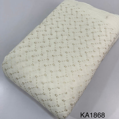 Dyeable Embroidered Sequins Chinon Chiffon Fabric - KA1868