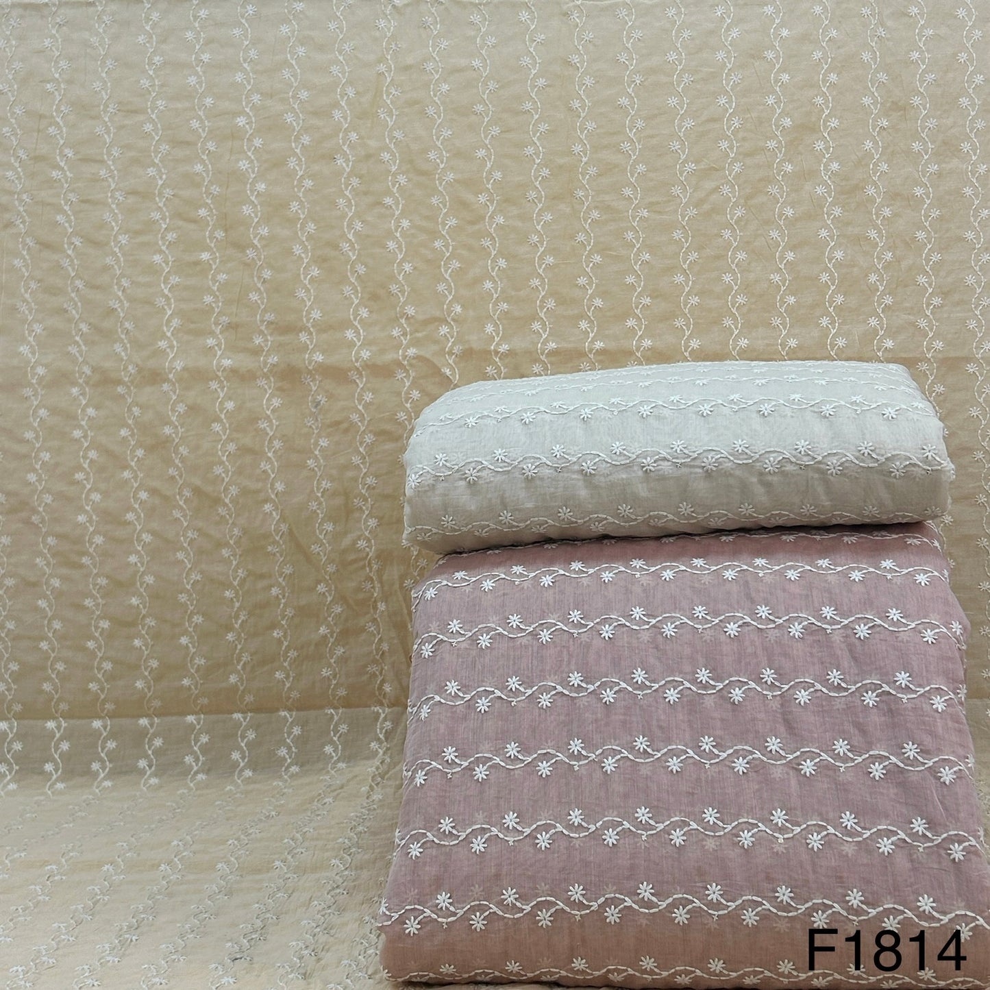 Thread Sequins Embroidered Chanderi Silk fabric-F1814