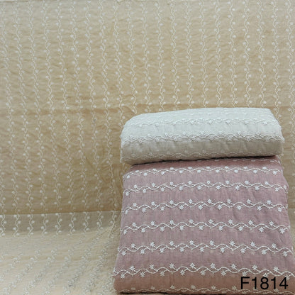 Thread Sequins Embroidered Chanderi Silk fabric-F1814