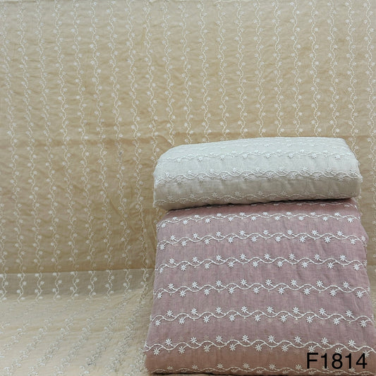 Thread Sequins Embroidered Chanderi Silk fabric-F1814