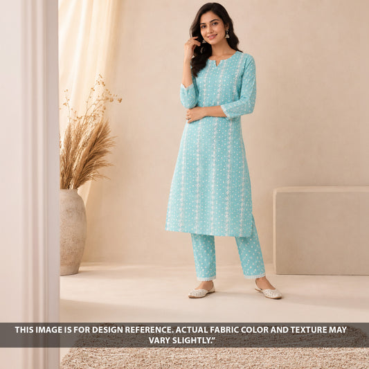 Thread Embroidered kota Cotton Fabric - F6869