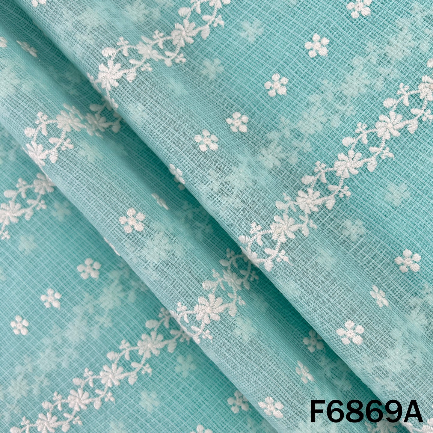 Thread Embroidered kota Cotton Fabric - F6869