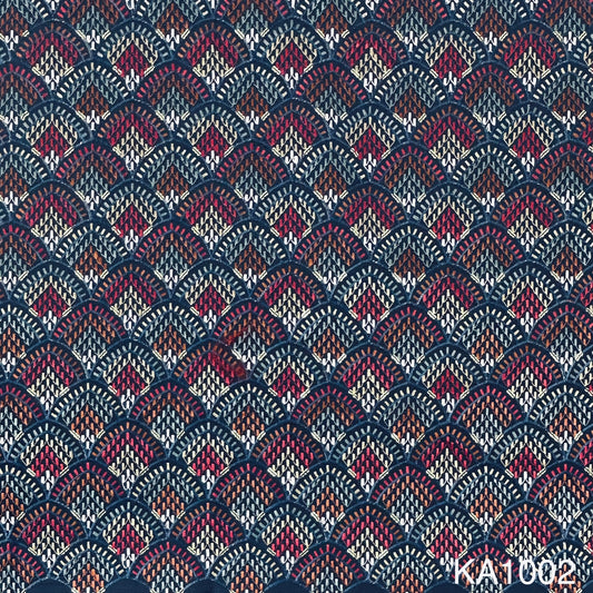 Thread Embroidered Sequins Raw Silk Fabric KA1002