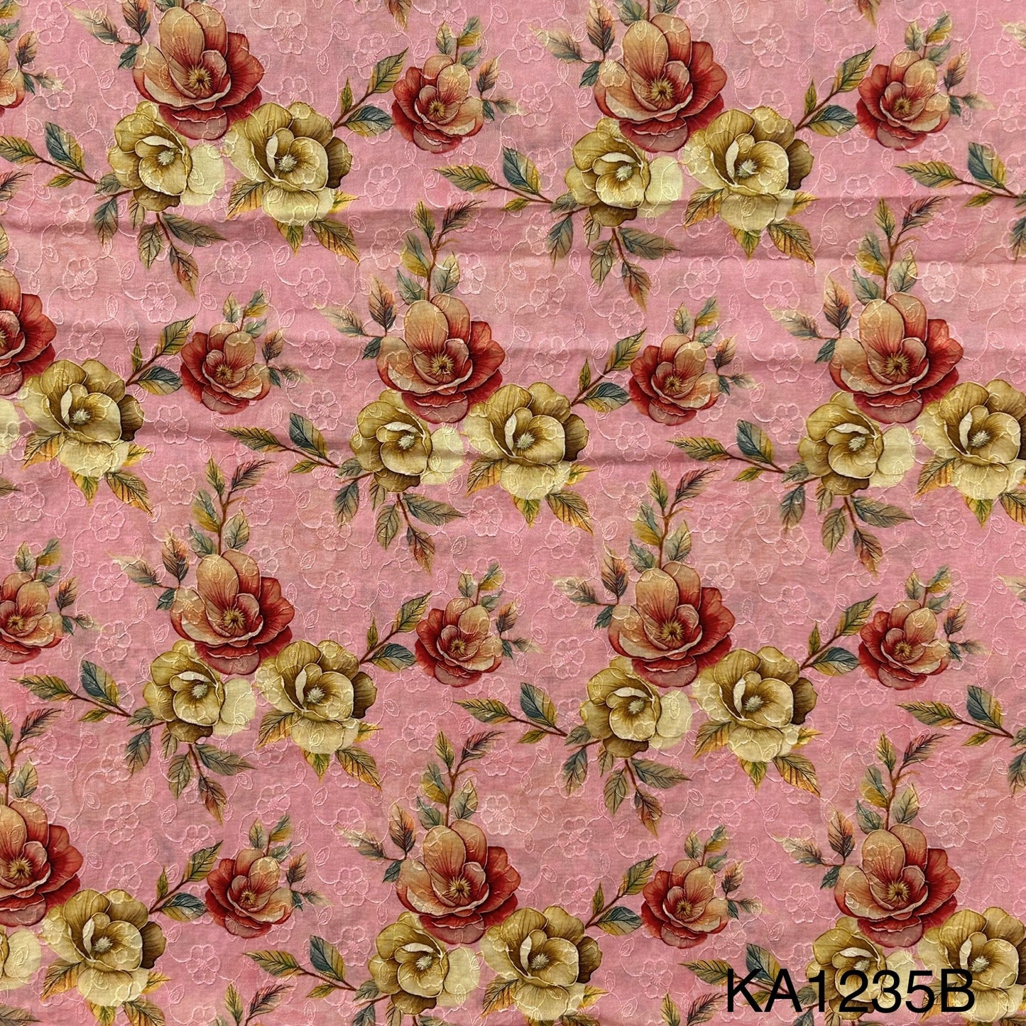 Embroidered Printed Cotton Fabric-KA1235