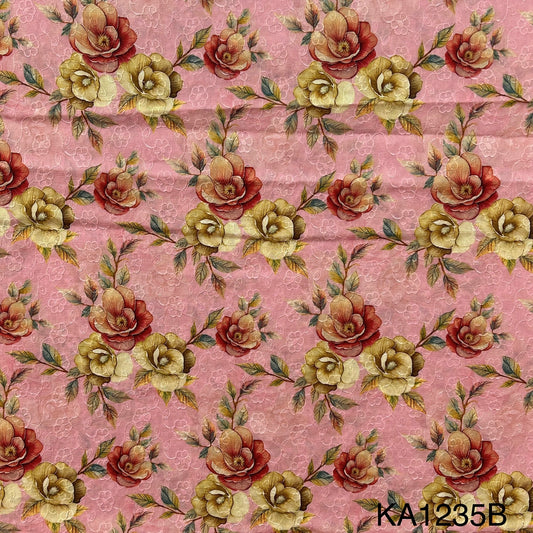 Embroidered Printed Cotton Fabric-KA1235