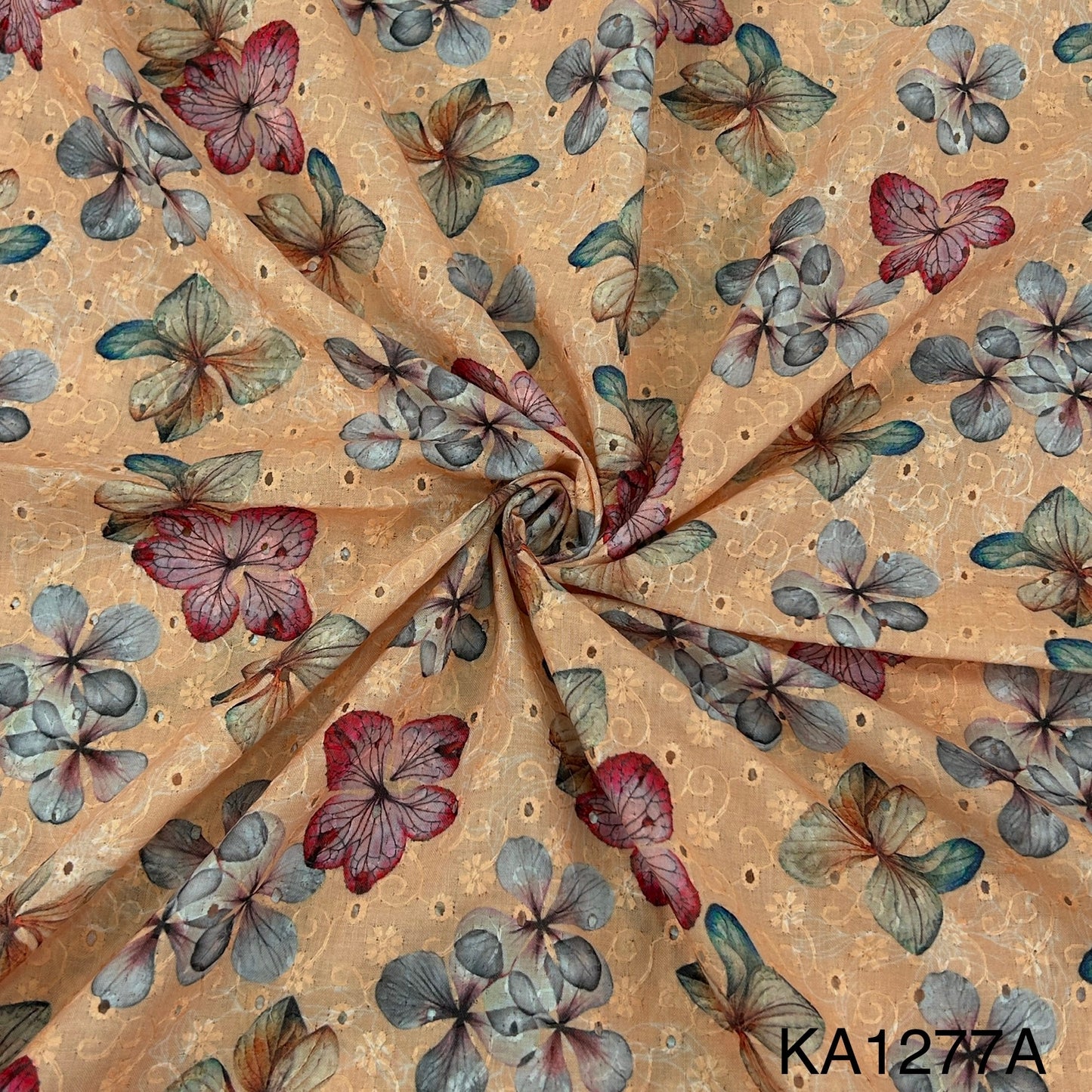 Chikankari Printed Cotton Fabric-KA1277