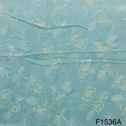 Thread Sequins Embroidered Organza Fabric-F1536