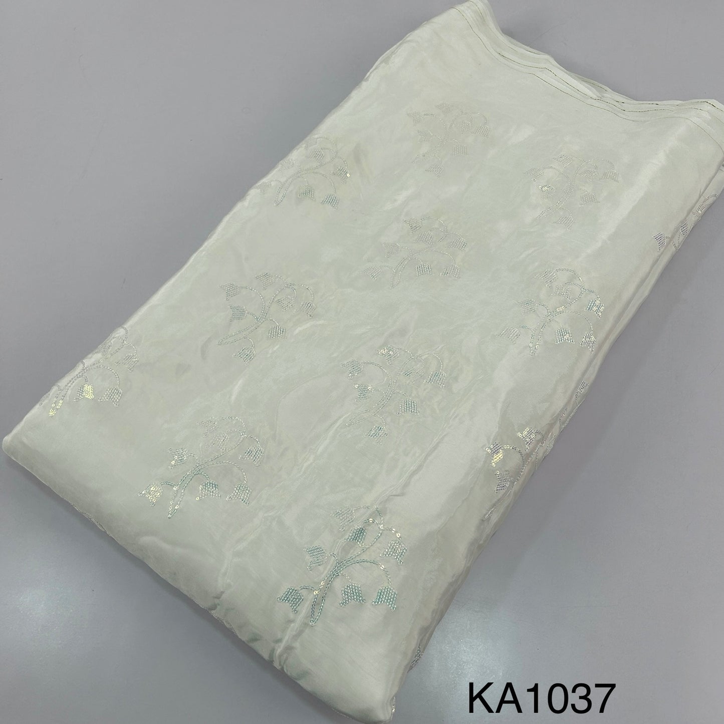 Dyeable Embroidered Sequins Crepe Fabric-KA1037