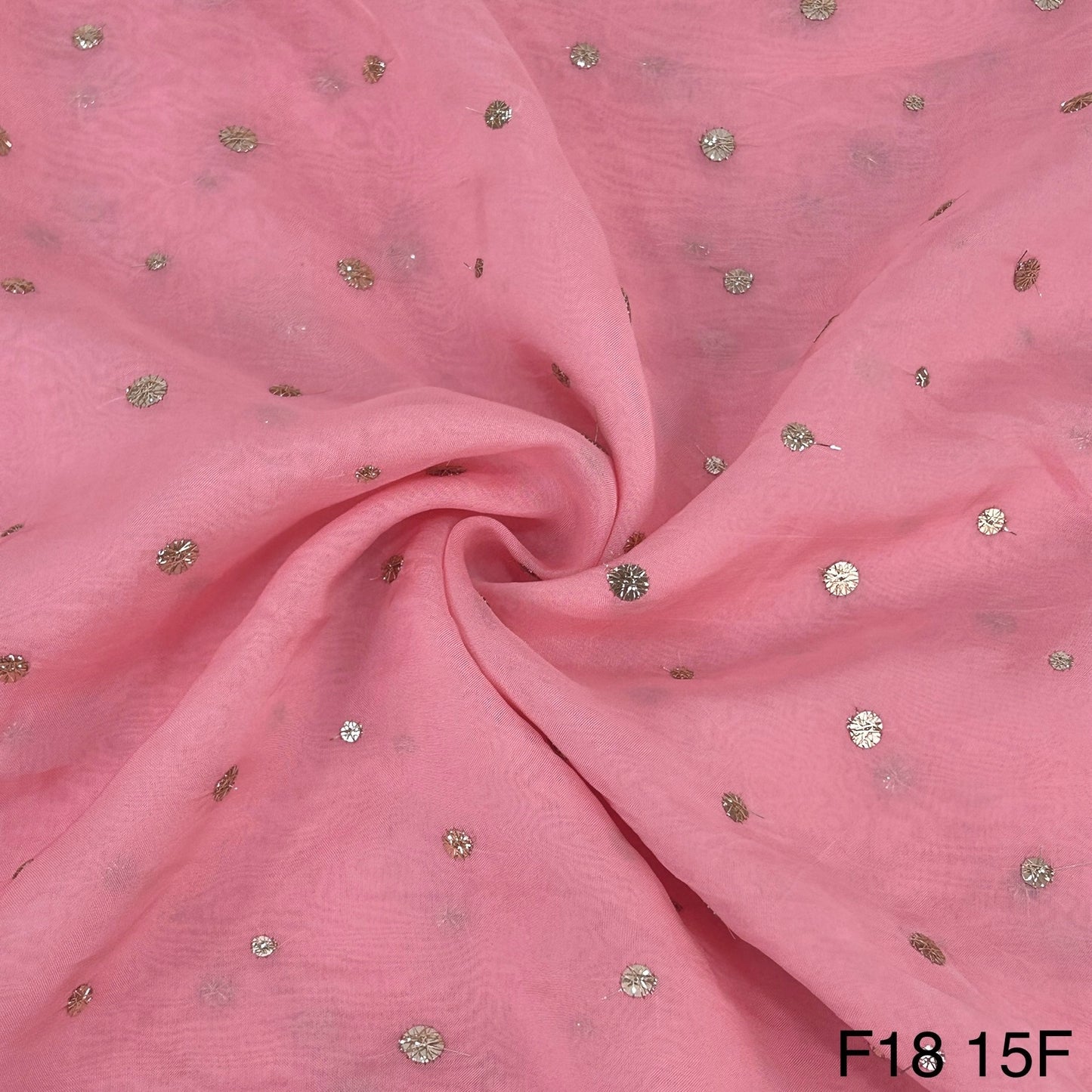 Zari Sequins Viscose Organza Fabric-F1815