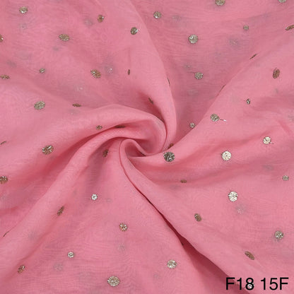 Zari Sequins Viscose Organza Fabric-F1815
