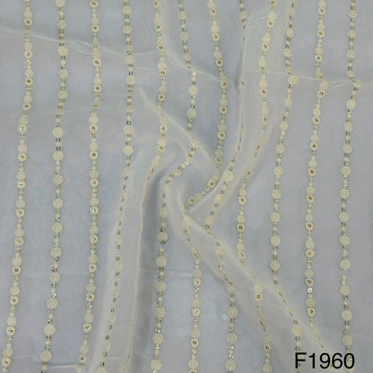 Dyeable Thread Sequins Embroidered Georgette Fabric - F1960