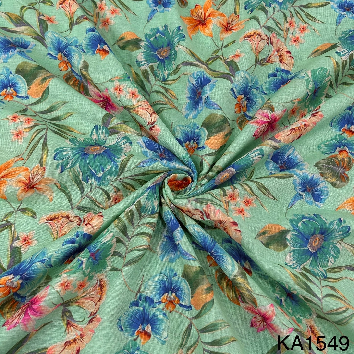Floral Print Linen Cotton Fabric-KA1549