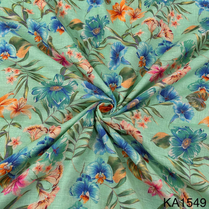 Floral Print Linen Cotton Fabric-KA1549