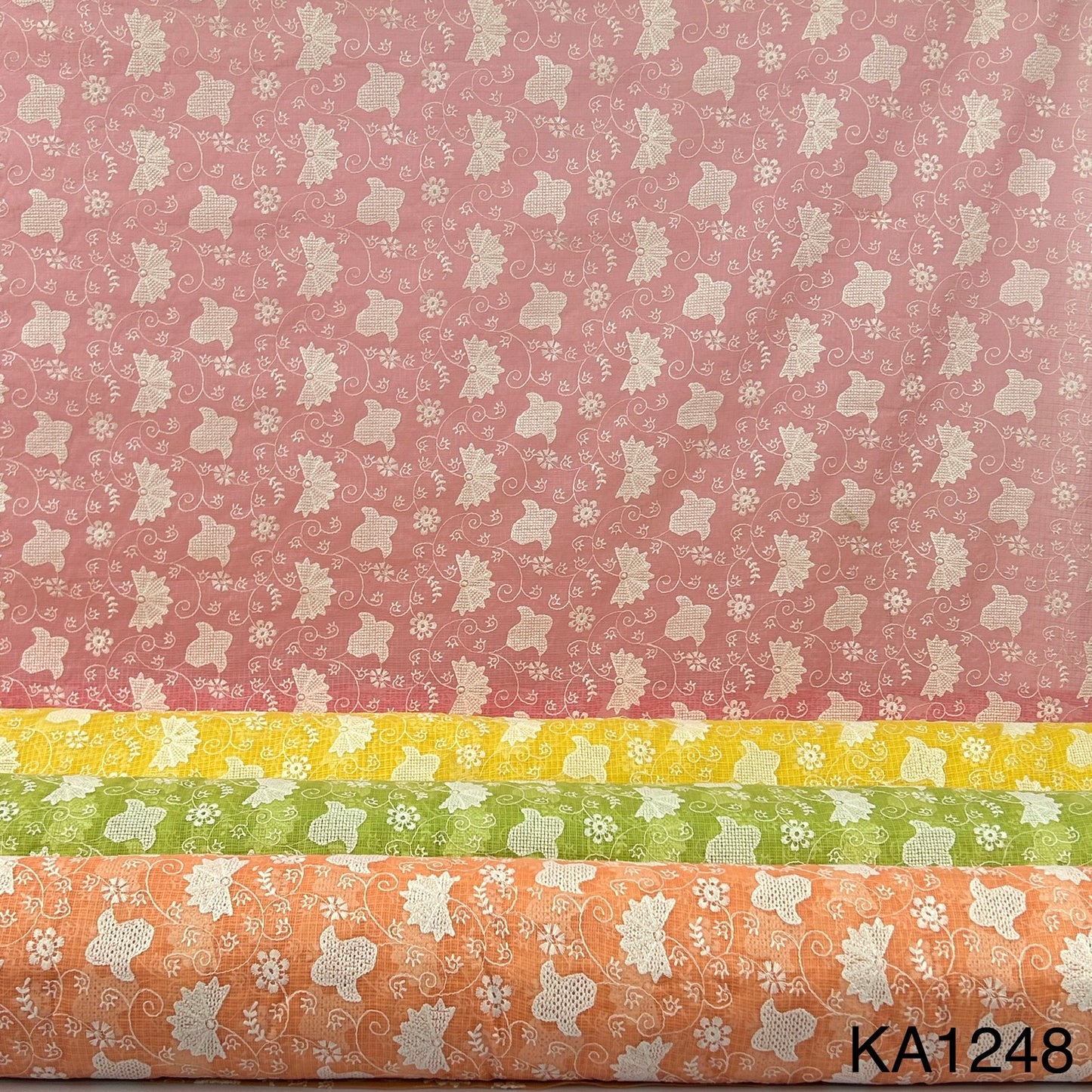 Embroidered Kota Cotton Fabric-KA1248