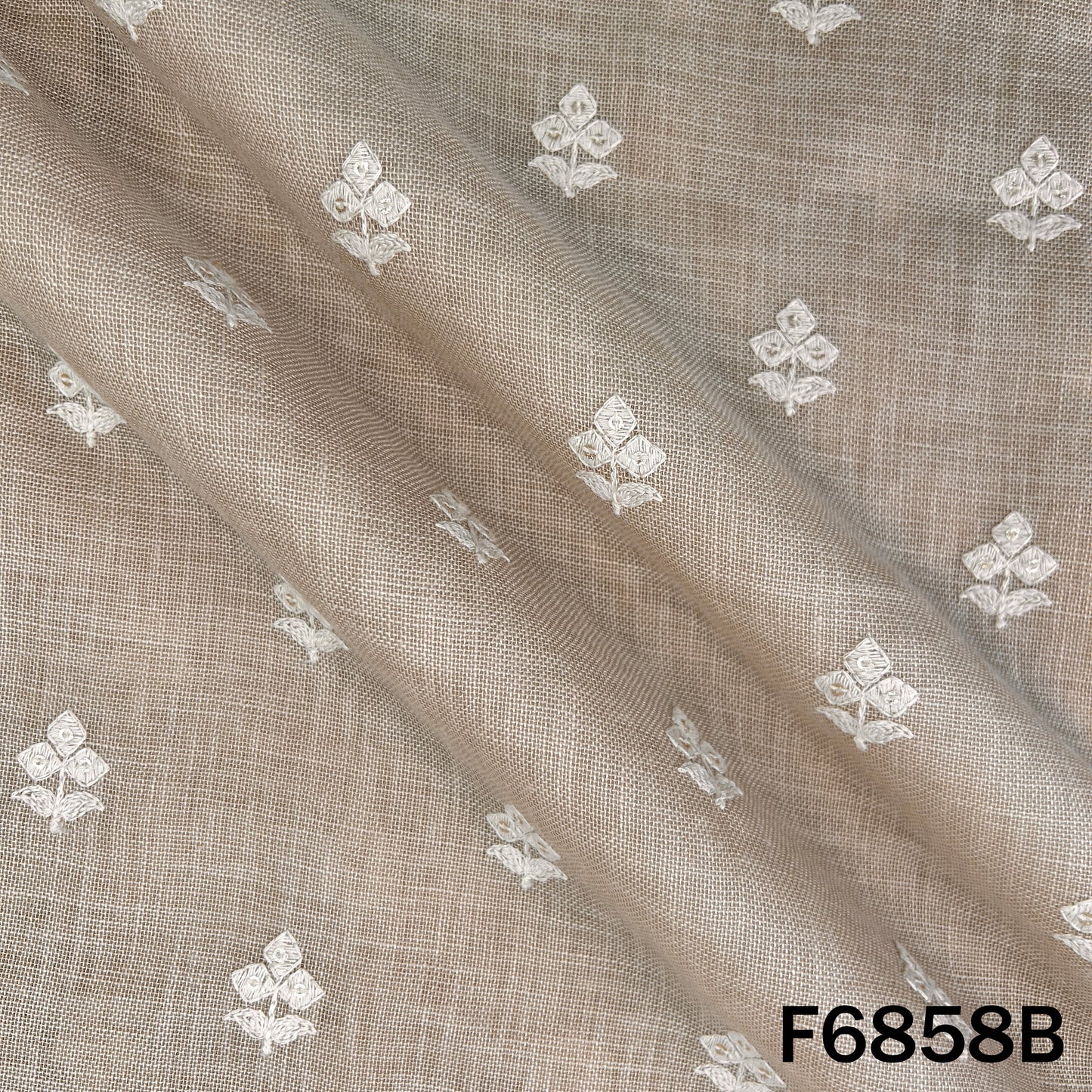 Thread Sequins Work Linen Fabric - F6858