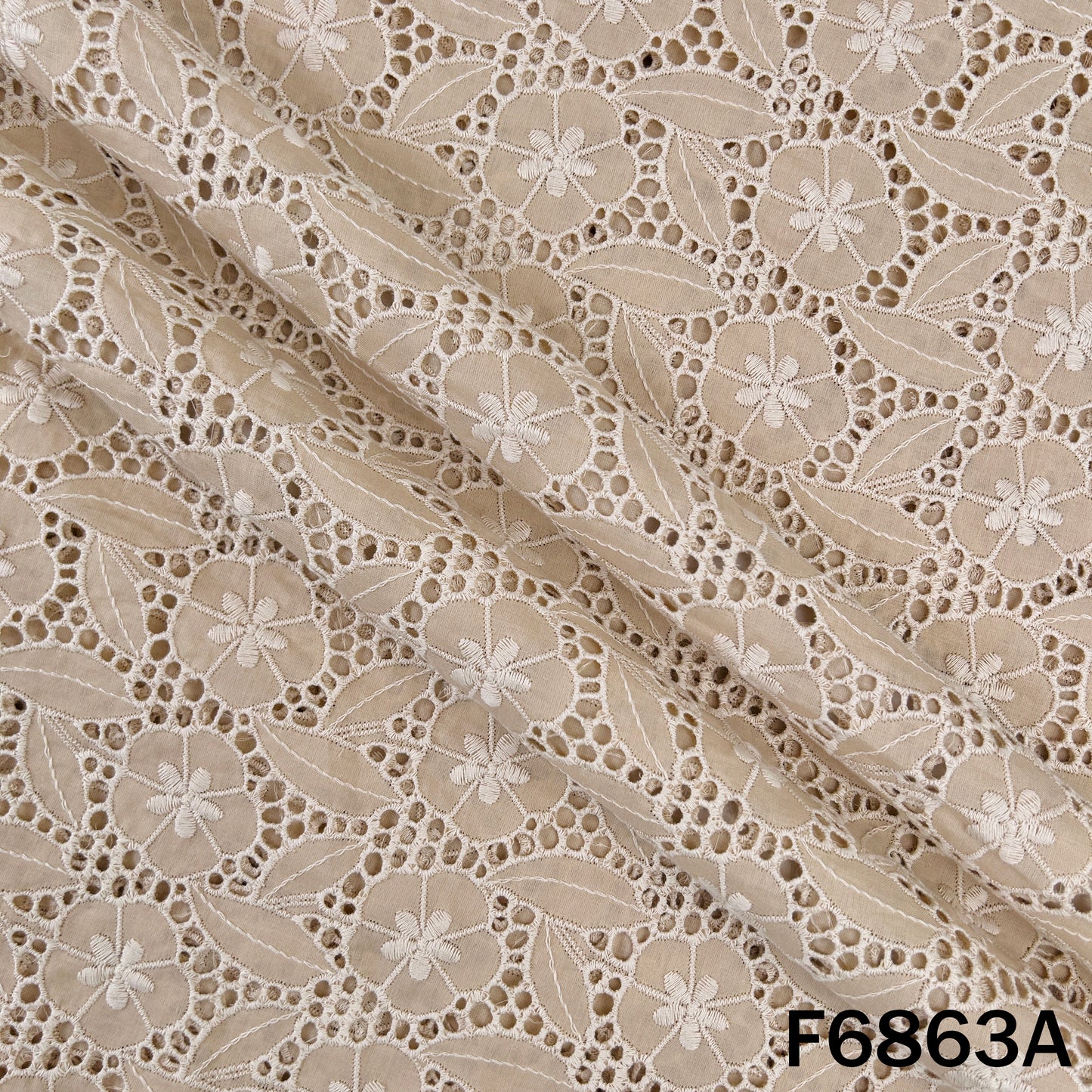 Thread Embroidered Hakoba Cambric Cotton Fabric - F6863