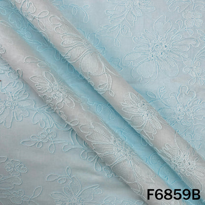 Thread Embroidered Cambric Cotton Fabric - F6859