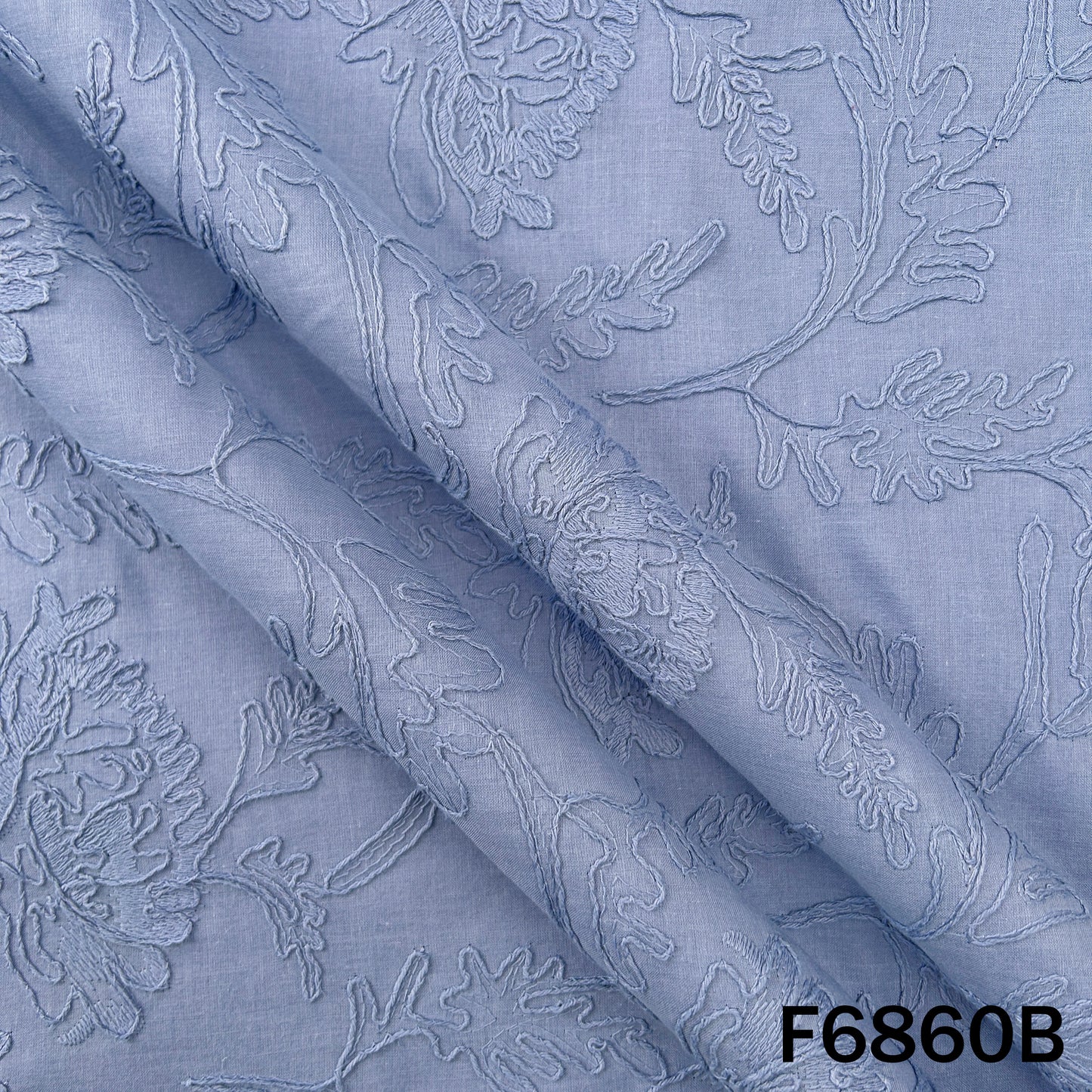 Thread Embroidered Cambric Cotton Fabric - F6860
