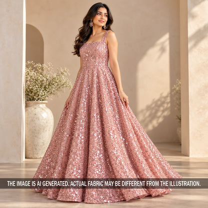 Thread Sequins Embroidered Georgette Fabric - F7703