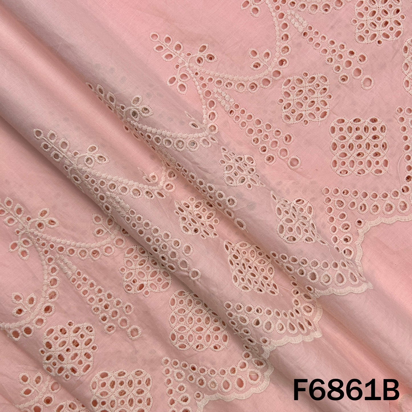 Thread Embroidered Hakoba Cambric Cotton Fabric - F6861
