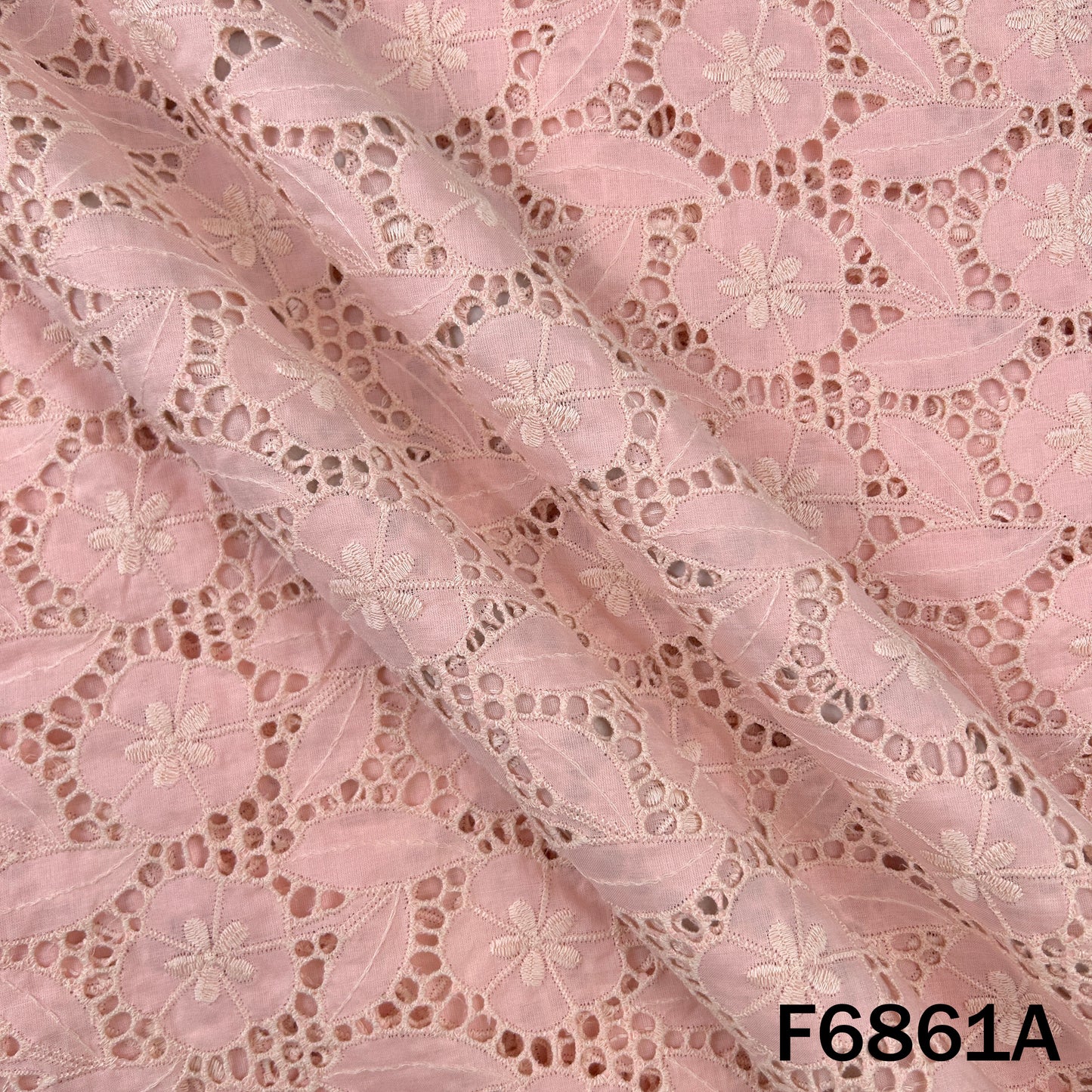 Thread Embroidered Hakoba Cambric Cotton Fabric - F6861
