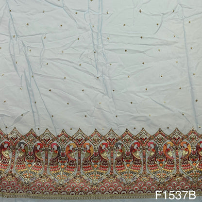 Zari Sequins Embroidered Pure Organza Fabric-F1537