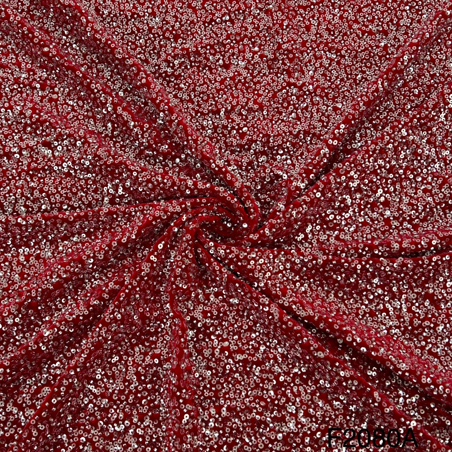 Cut Dana Work Sequins Embroidered Velvet Fabric-F2080