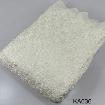 Thread Embroidered Dyeable Silk Fabric-KA636