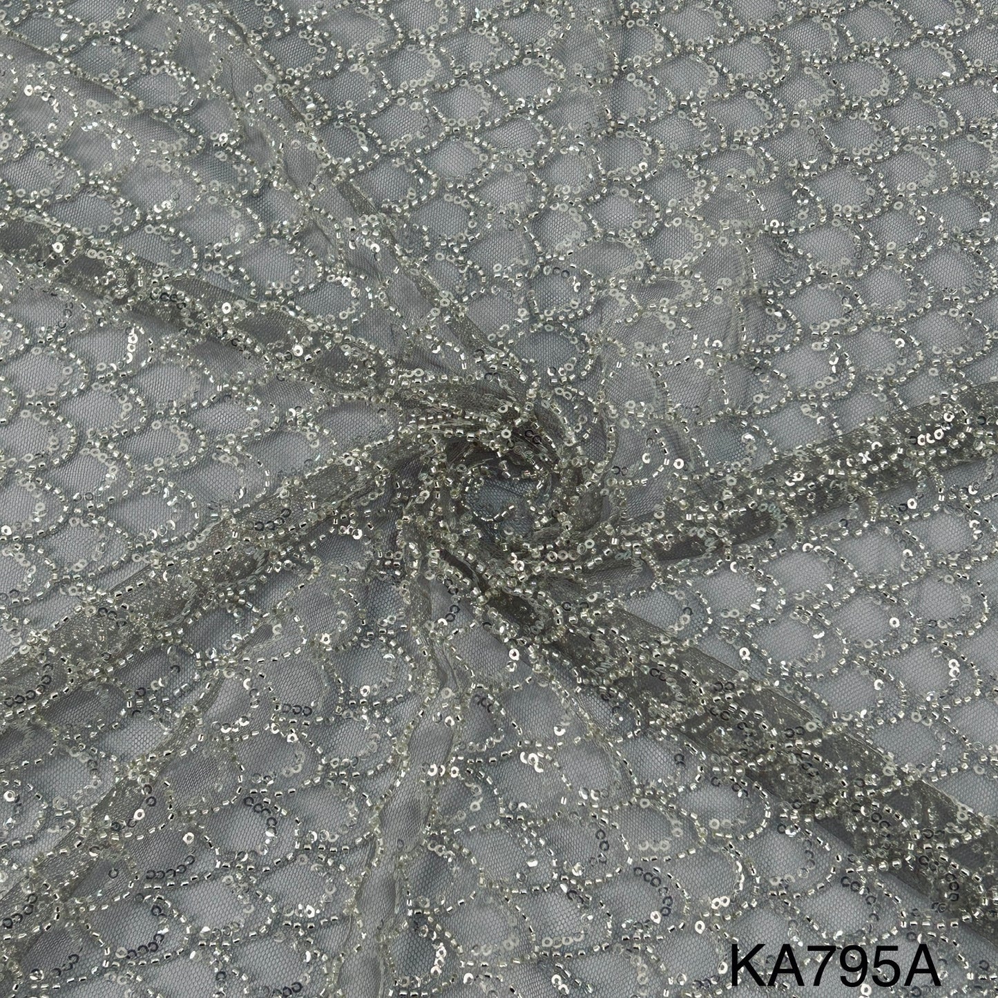Imported Sequins Cut Dana Net Fabric - KA795