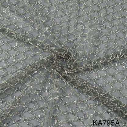 Imported Sequins Cut Dana Net Fabric - KA795