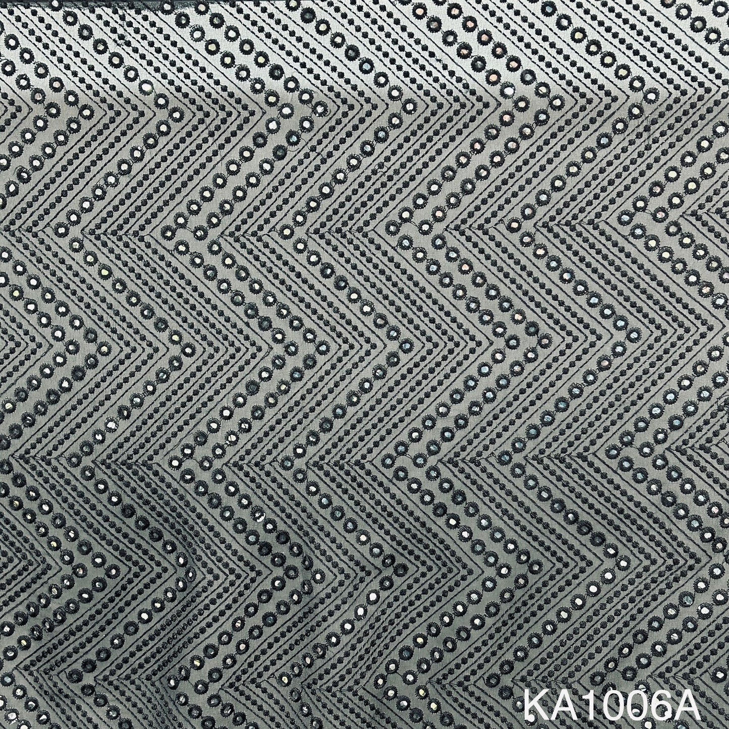 Embroidered Faux Mirror Georgette Fabric-KA1006