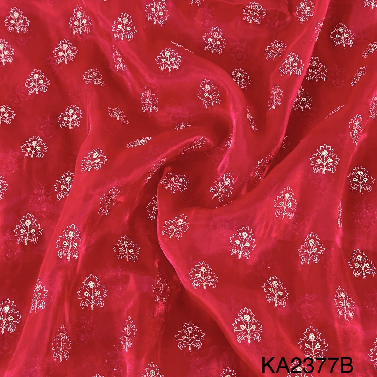 Zari Sequins Organza Fabric-KA2377
