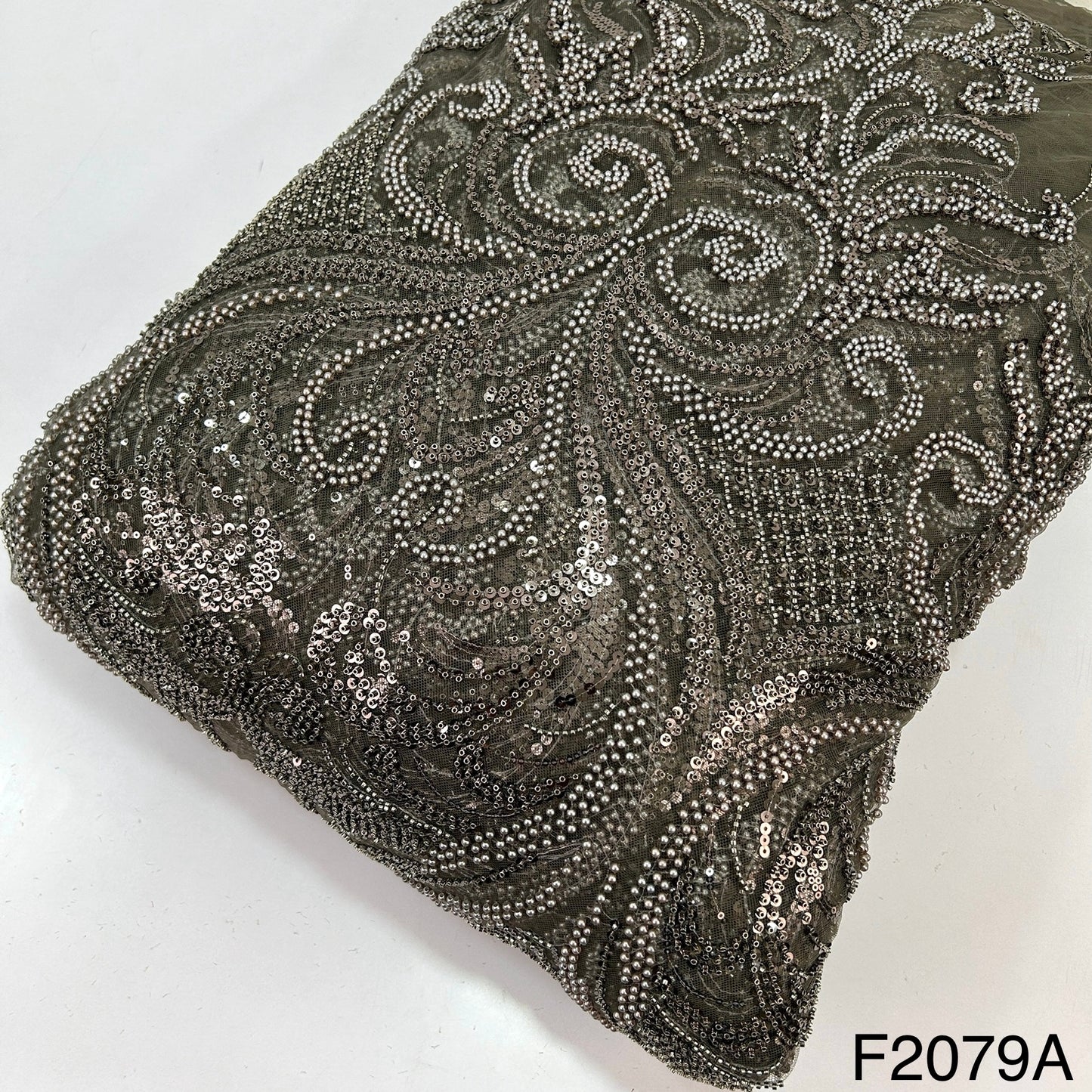 Imported Net With Sequins Beads Fabric - F2079