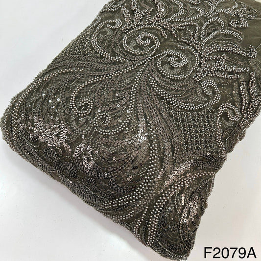 Imported Net With Sequins Beads Fabric - F2079