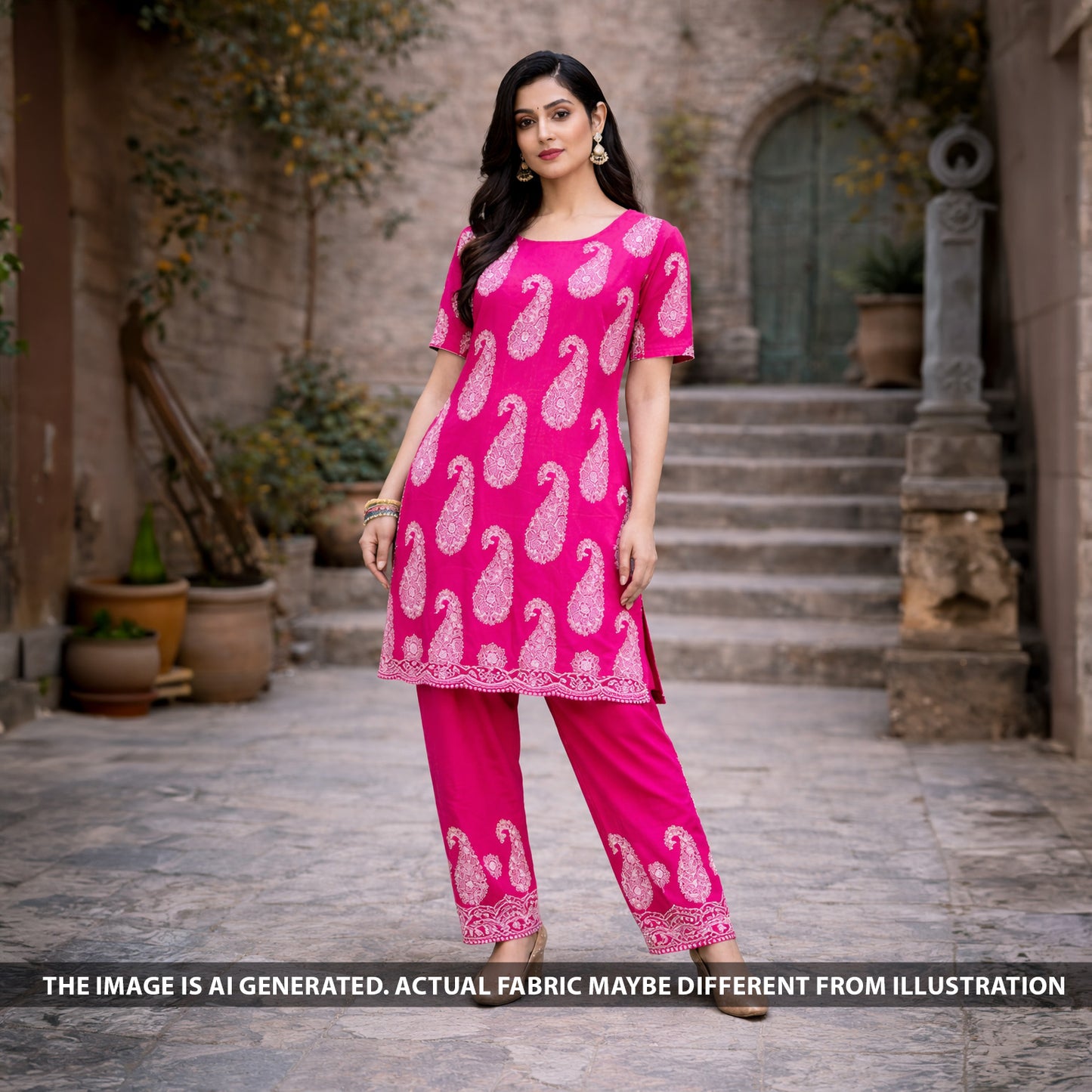 Thread Embroidered Modal Cotton Fabric - F6375