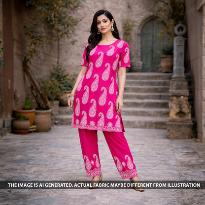 Thread Embroidered Modal Cotton Fabric - F6375