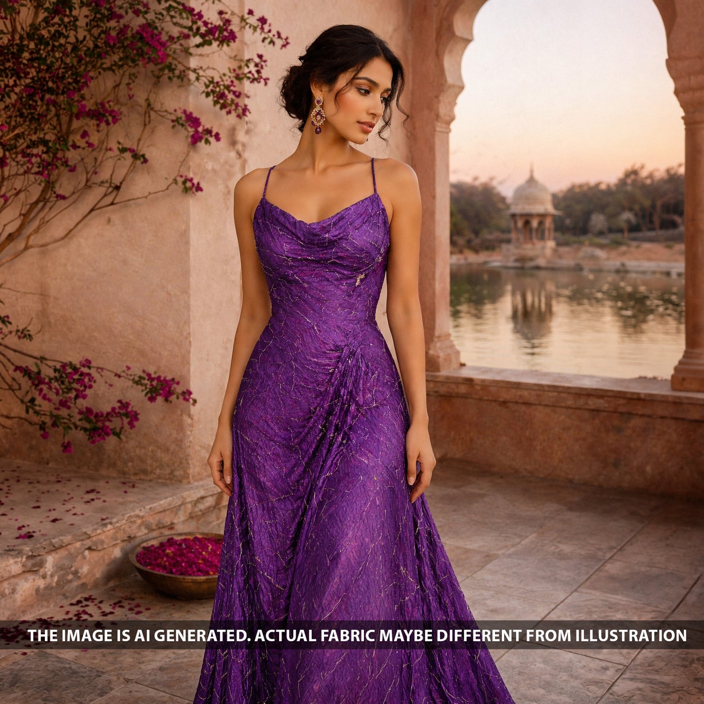 Imported Satin With Pleated Pattern Fabric - F6390